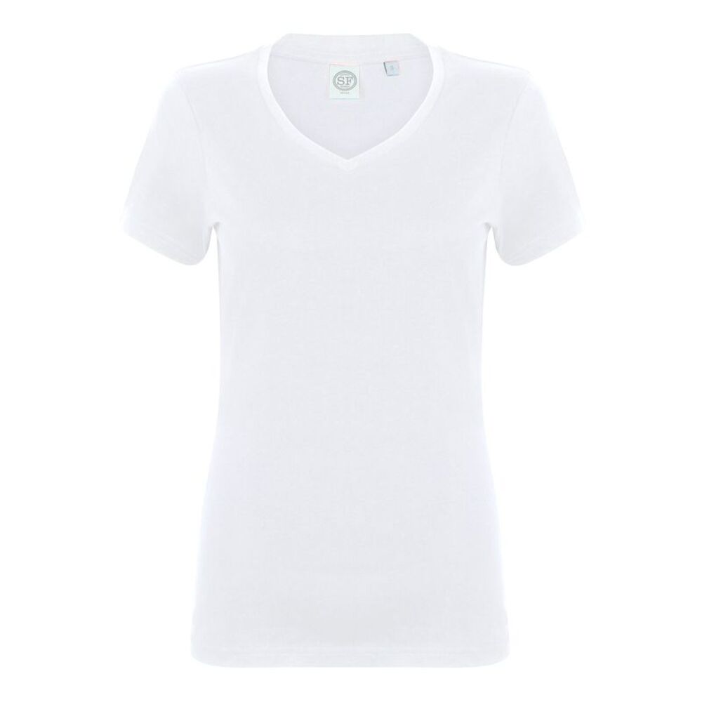 Skinni Fit Womens/Ladies Feel Good Stretch V-Neck Short Sleeve T-Shirt / White